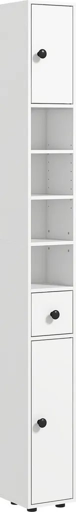 Meuble colonne salle de bain blanc kleankin 20x20x180 cm avec tiroir