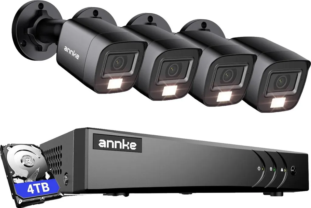 Système de caméra de sécurité avec IA et vision nocturne couleur 4TB