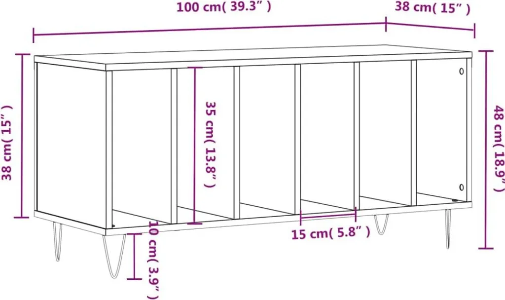 SYFAX™ Supporto Vinili Bianco 100x38x48 cm - Mobile Hi-Fi Design - 7