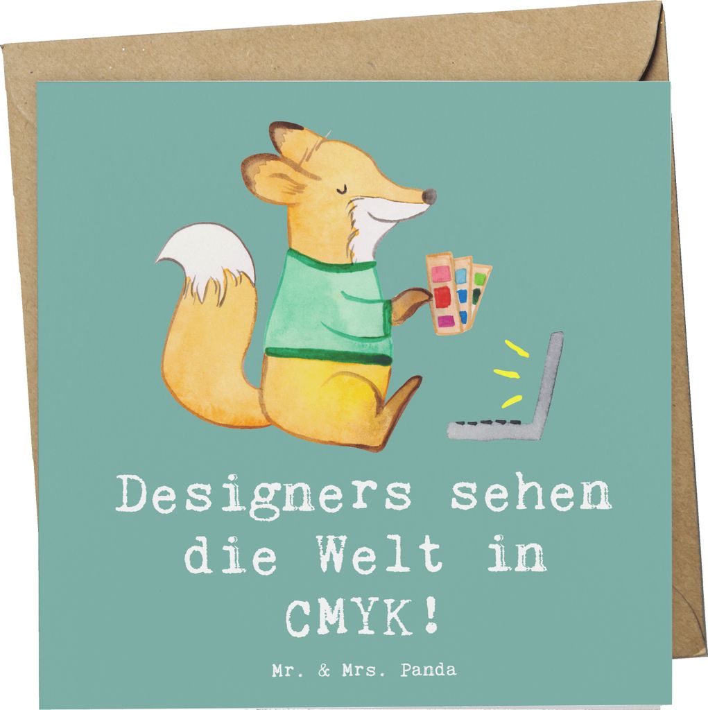 Mr. & Mrs. Panda Glückwunschkarte CMYK Designer - Meeresbrise - Geschenk, handgefertigte Geschenke, Berufsliebe, doppelkarte, anlasskarte, Druckvo...