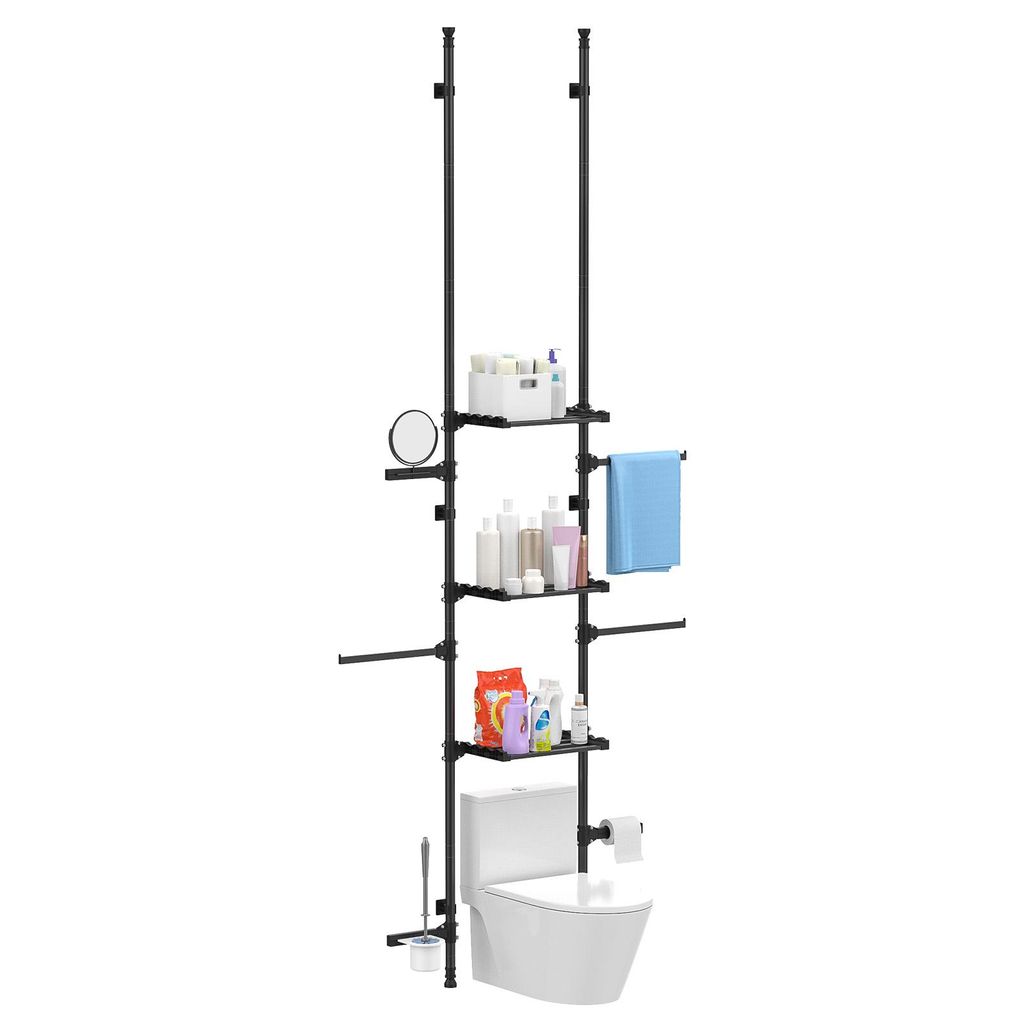 4-stufiges Ablageregal für die Wand über der Toilette, verstellbarer Bad-Organizer, robustes und platzsparendes Regal für kleine Räume, Montage...