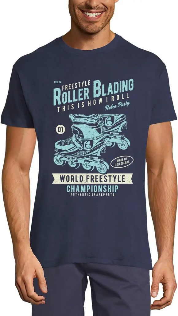 Herren Grafik T-Shirt Freestyle-Rollschuhfahrer - zum Rollschuhfahren geboren – Freestyle Roller Blader - Born To Rollerblade – Öko-Verantwort...