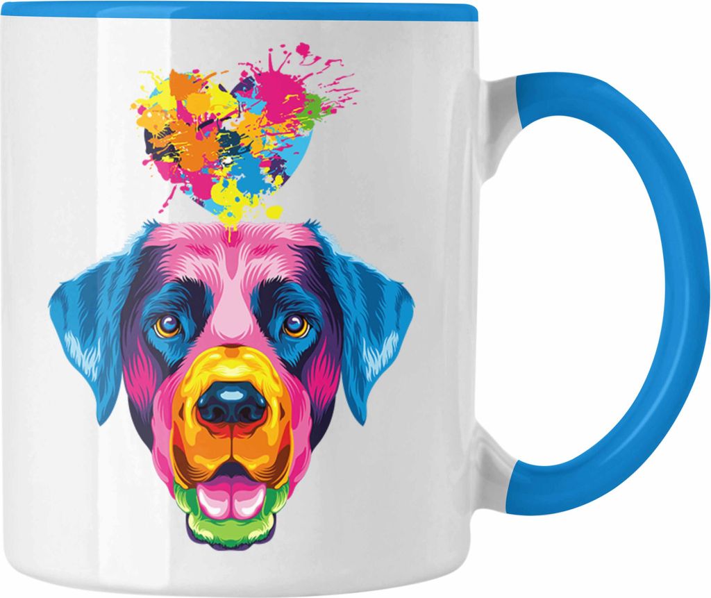Trendation - Labrador Herz Farbe Besitzer Tasse Geschenk Lustiger Spruch Geschenkidee Labrador Liebhaber (Blau)