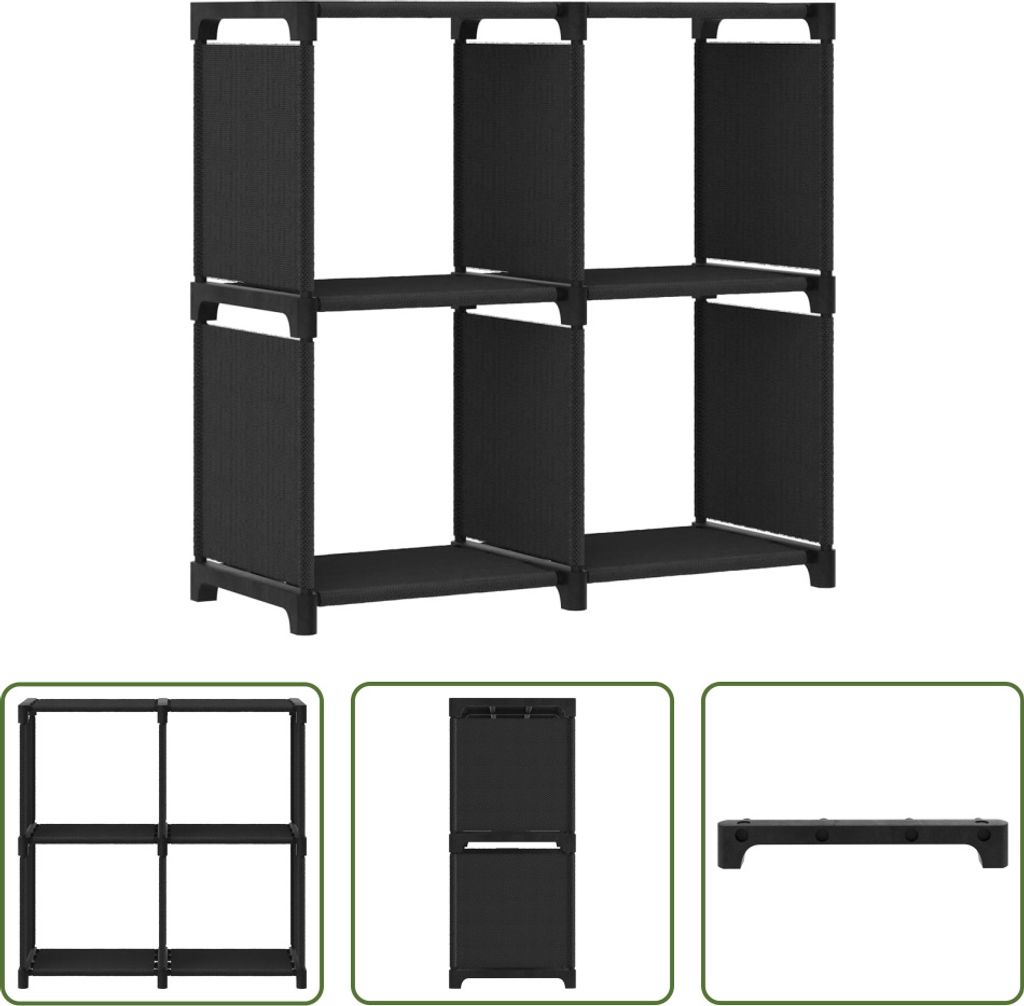 The Living Store Würfel-Regal 4 Fächer Schwarz 69x30x72,5 cm Stoff