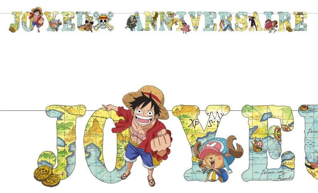 One Piece Papiergirlande, Happy Birthday, mehrfarbig, 2,25 m