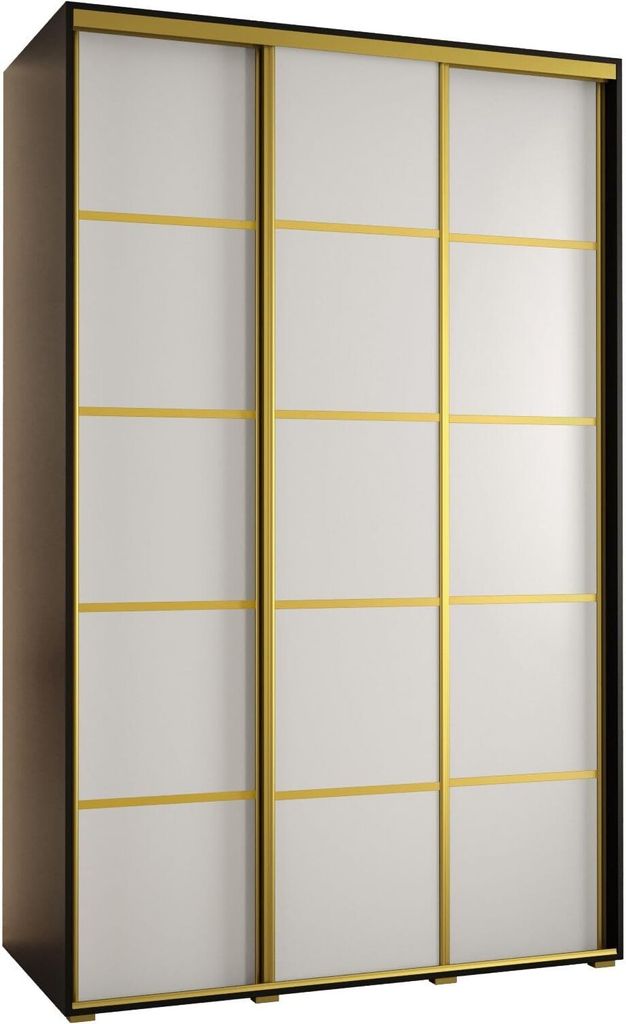 MEBLE KRYSPOL Davos 4 Schrank, drei Türen - 235,2x150x60 cm - Schwarz Weiß Gold