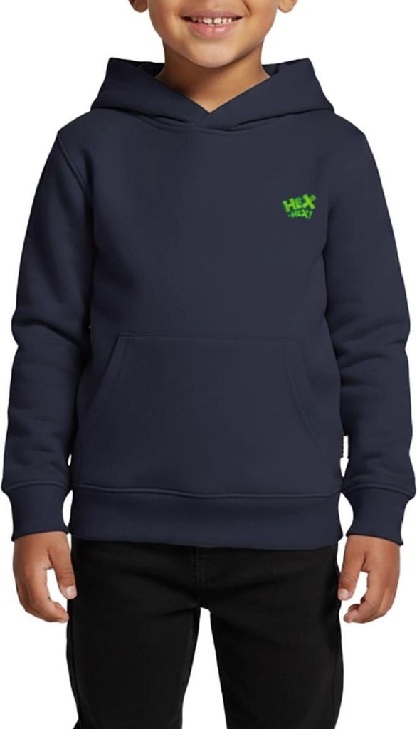 Spreadshirt Bibi Blocksberg Hex Hex Grün Stick Kinder Premium Hoodie, 110/116 (4 Jahre), Navy