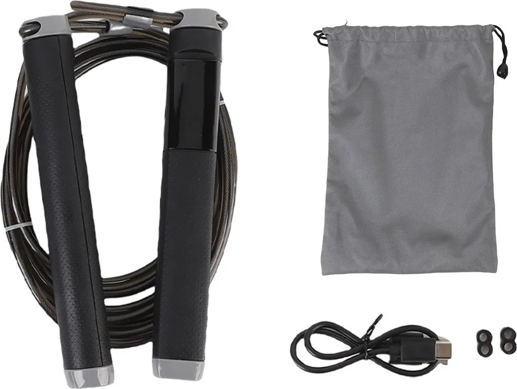 Corde à sauter intelligente anti-nœud rechargeable avec écran LED