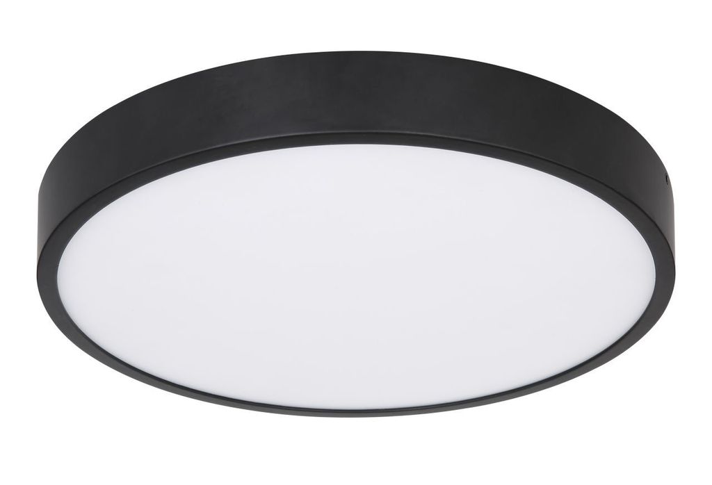 Globo Lighting Deckenleuchte Metall schwarz matt, Acryl opal, satiniert, dimmbar, ø: 220mm, H: 26mm, inkl. LED 28W 230V, 3200lm Source, 2300lm Out...