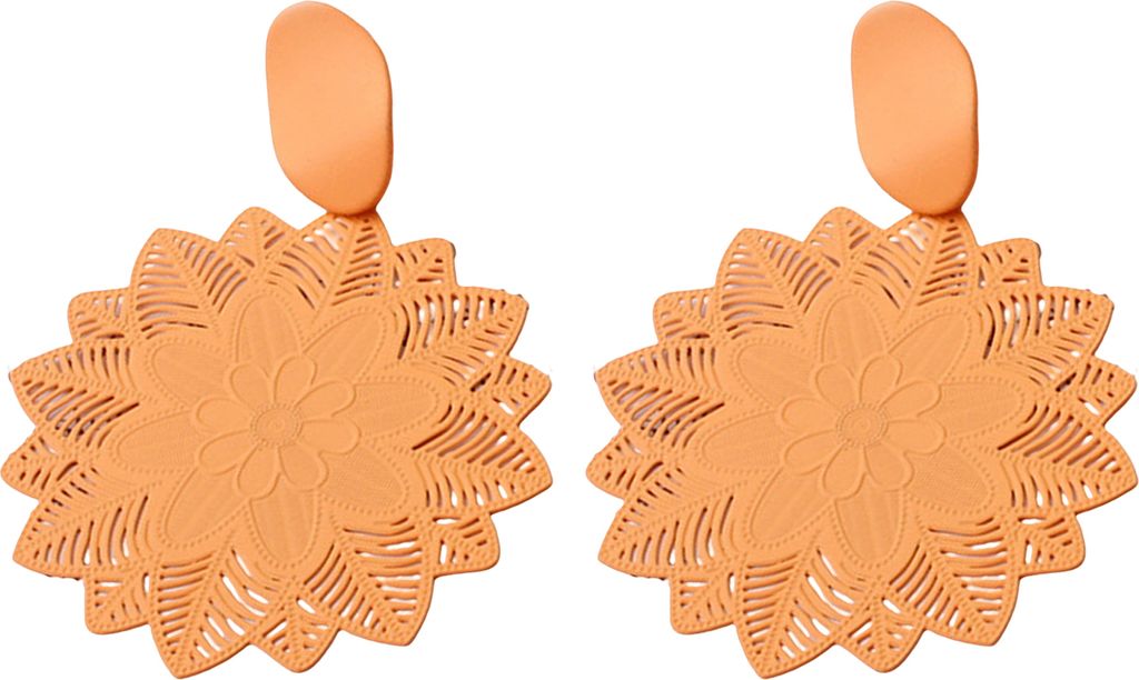 Paar Ohrstecker, übertriebenes Temperament, schlank, Gothic, zierlich, antiallergisch, Retro-Hohlblume, Tropfenohrringe, Modeschmuck-Orange