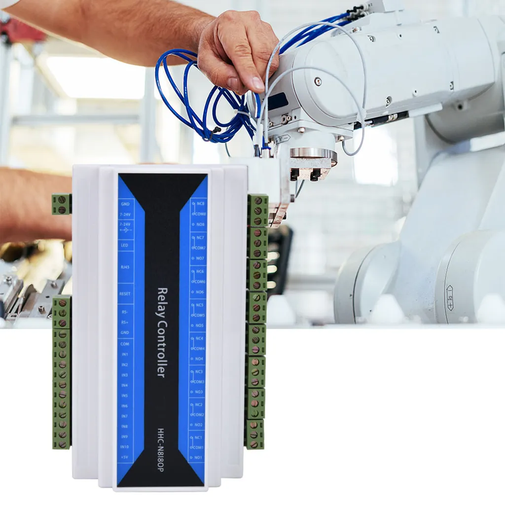 Module relais TCP IP à 8 canaux 12V rail DIN pour contrôle à distance