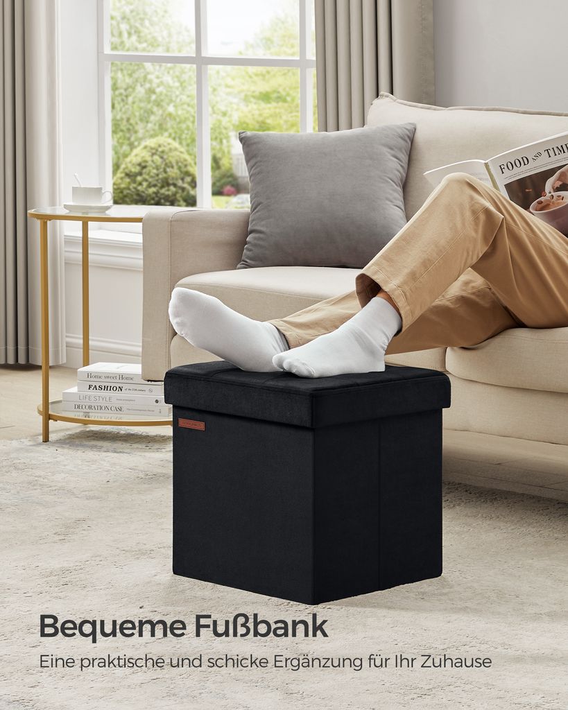 SONGMICS Sitzbank mit Stauraum aus Samt, klappbare Produktbild 