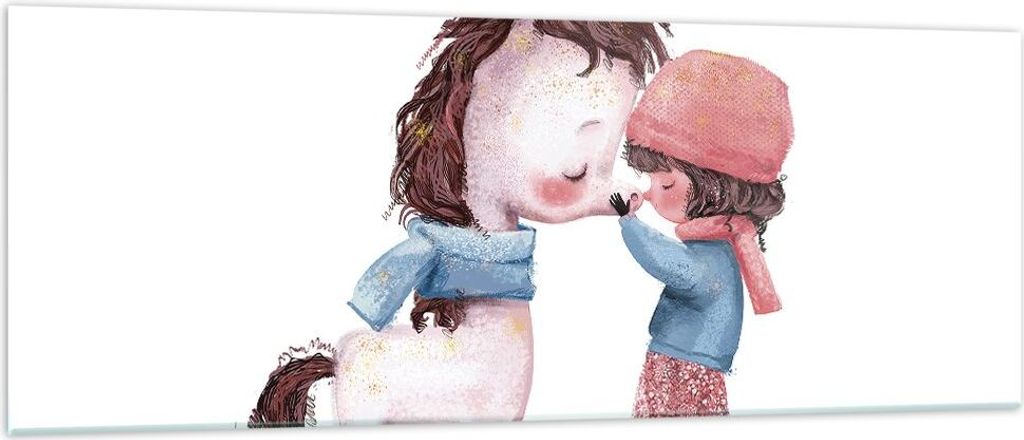 Bilder auf glas - Einteilig - Einhorn Mädchen Kinder - 140x50cm - Glasbilder - Wandbilder - Bilder - zum Aufhängen bereit - Wanddekoration aus Gl...