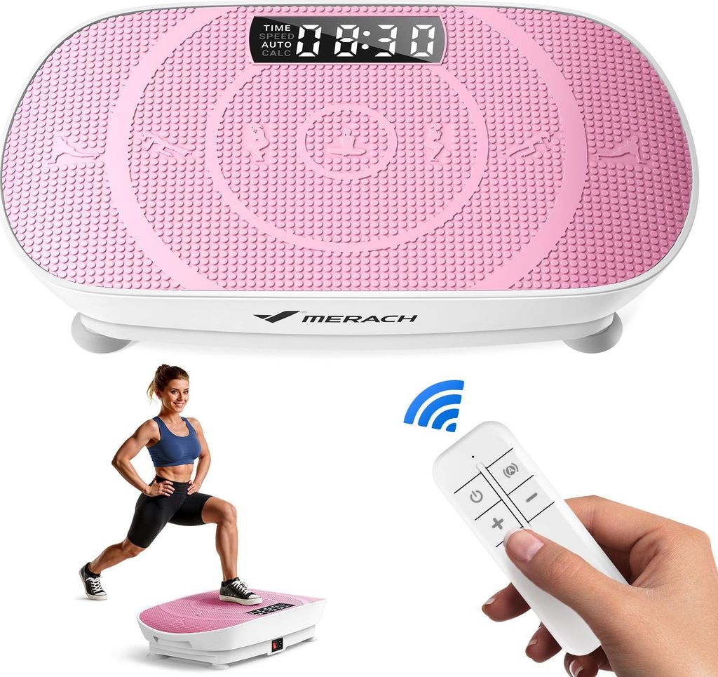 Plateforme Vibrante fitness MERACH mini, rose, 11 niveaux, Image du produit 