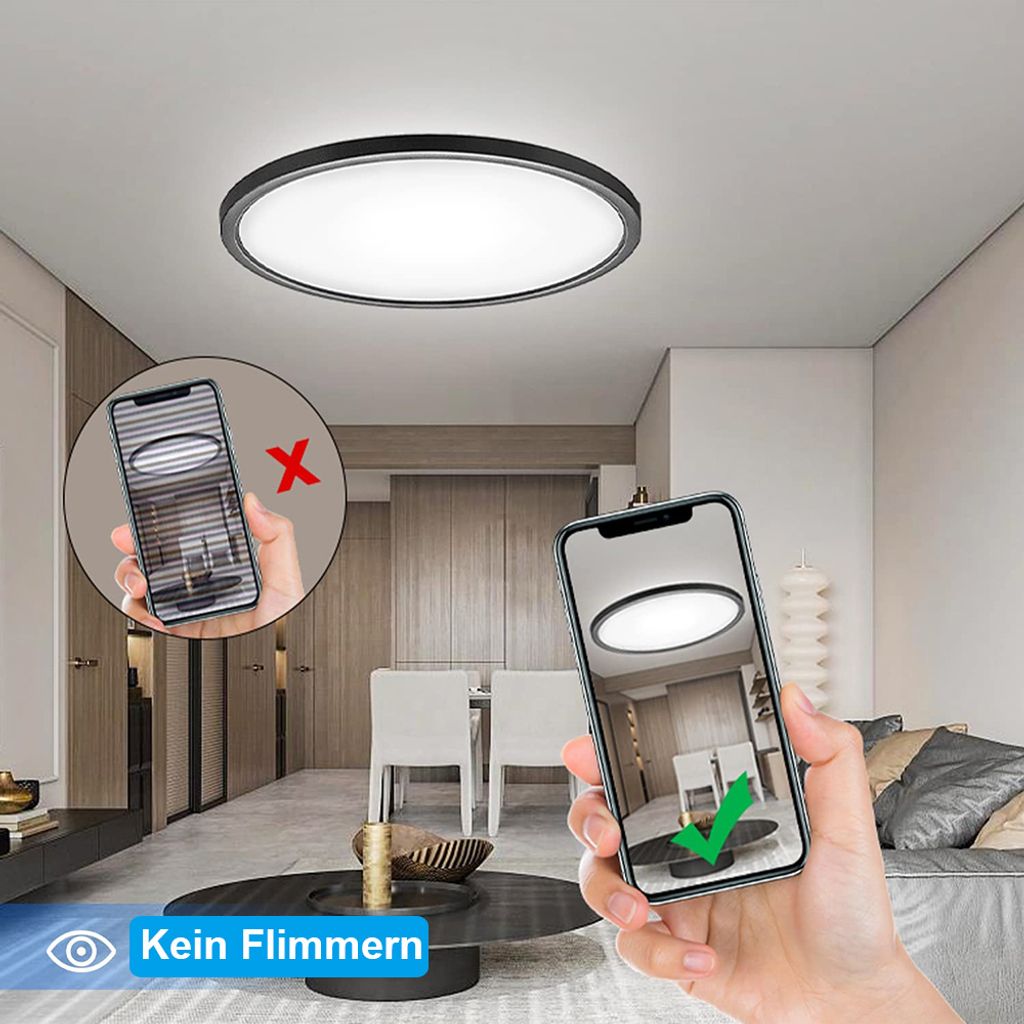 48W 50CM Led stropní světlo černé stmívatelné 3 barevné Obrázek produktu 6