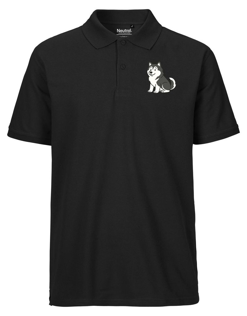 Huuraa Herren Polo Shirt Alaskan Malamute Comic Mali L Black Bio Baumwolle Fairtrade Poloshirt Geschenkidee