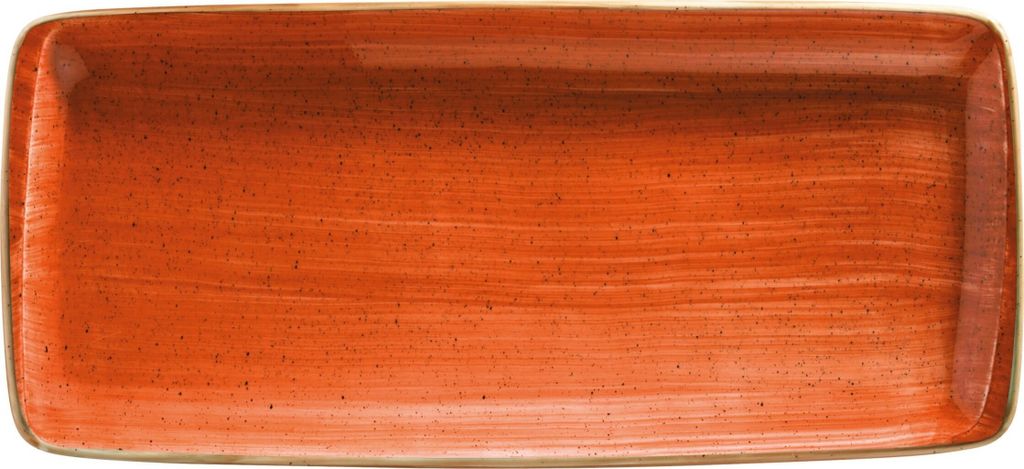 6x Bonna Aura Terracotta Moove Platte rechteckig 34x16cm 2,5cm hoch Orange Creme Porzellan ATCMOV35DT Servier Speiseteller Geschirr