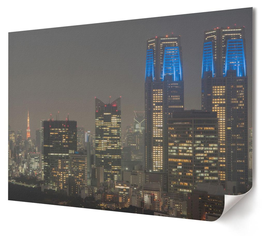 Nachtstadt - Kunstdruck A4 - Fotografie- Wandbild für Wohnzimmer Schlafzimmer & Flur, Modernes Poster Wanddeko, Ungerahmt