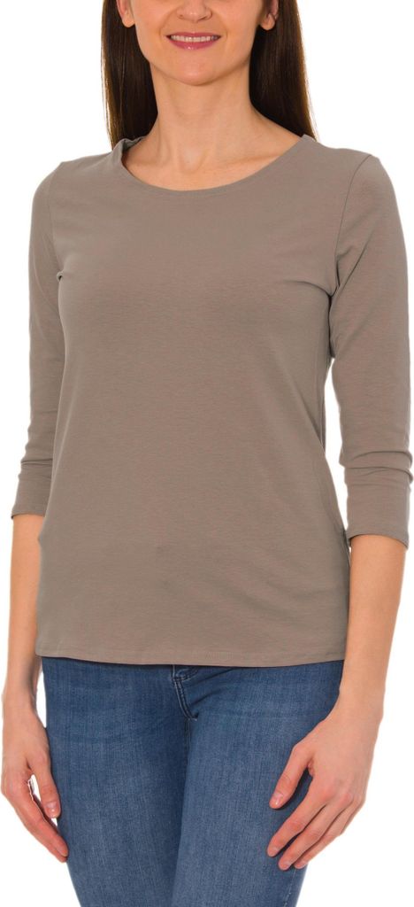 Alkato Damen Shirt 3/4 Arm mit Rundhals, Farbe: Beige Latte, Größe: XXL