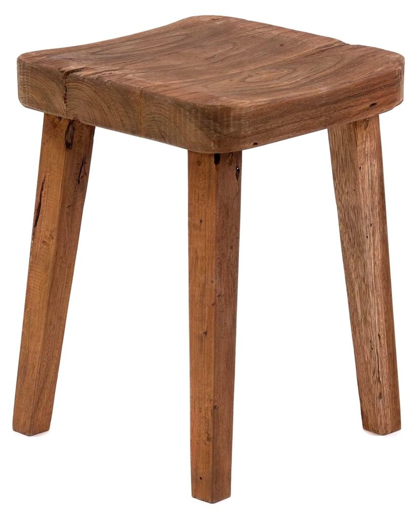 Rustikaler Holz Hocker Lupo | 40x30 cm (HxB), Mahagoni & Teak | Sitzhocker, Pflanzenhocker, Beistellhocker, Schemel