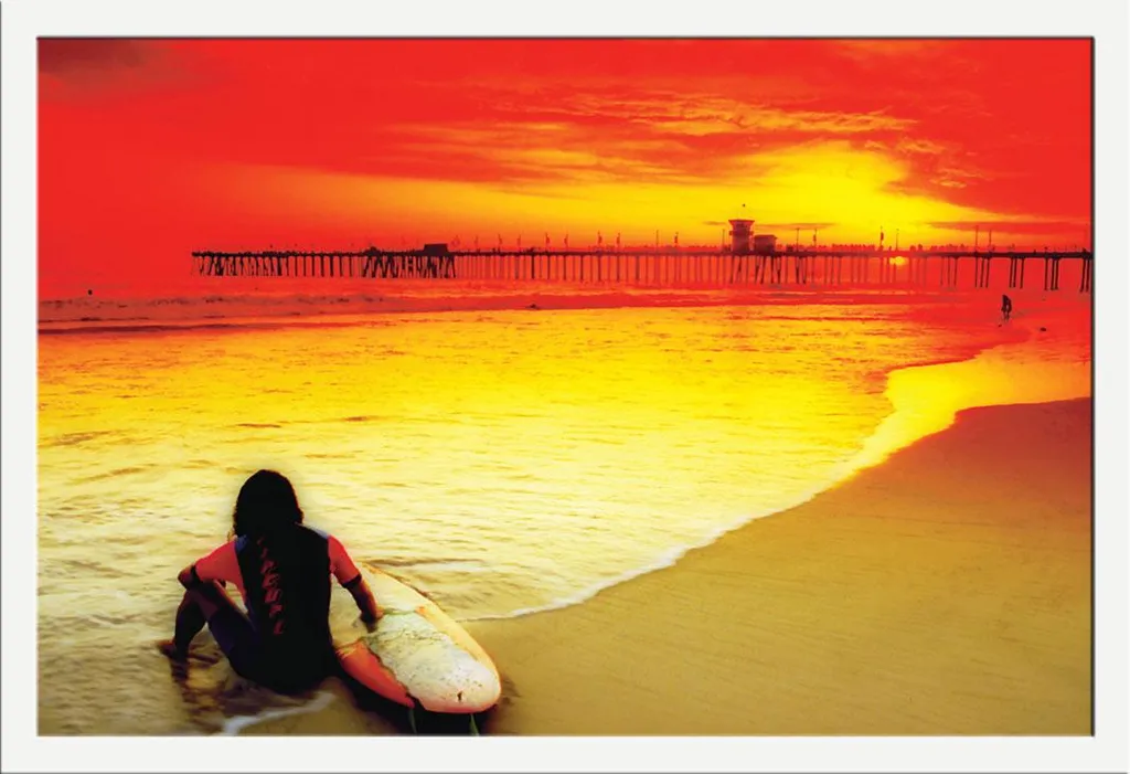 Poster Encadré Surf Sans Reflet Shinsuke Blanc Vitre Acrylique Résistant