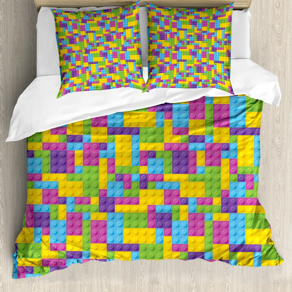 Set Copripiumino Game Cube 155x220 Antiacaro | ABAKUHAUS Viola Blu