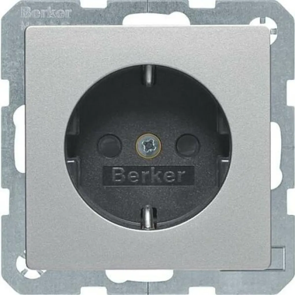 Prise de courant Schuko finition alu avec marquage BS relief 47236084