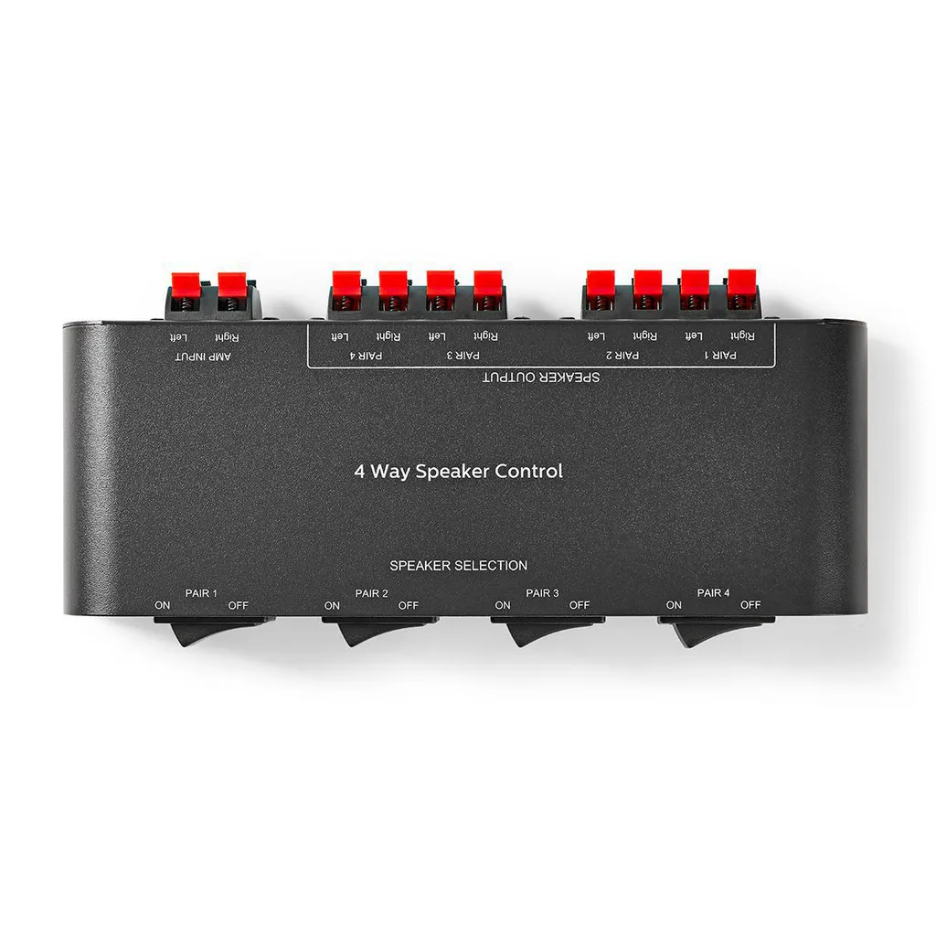 Selettore Altoparlanti 4 Vie 200W | Switch Audio Hi-Fi Alluminio Nero - 3