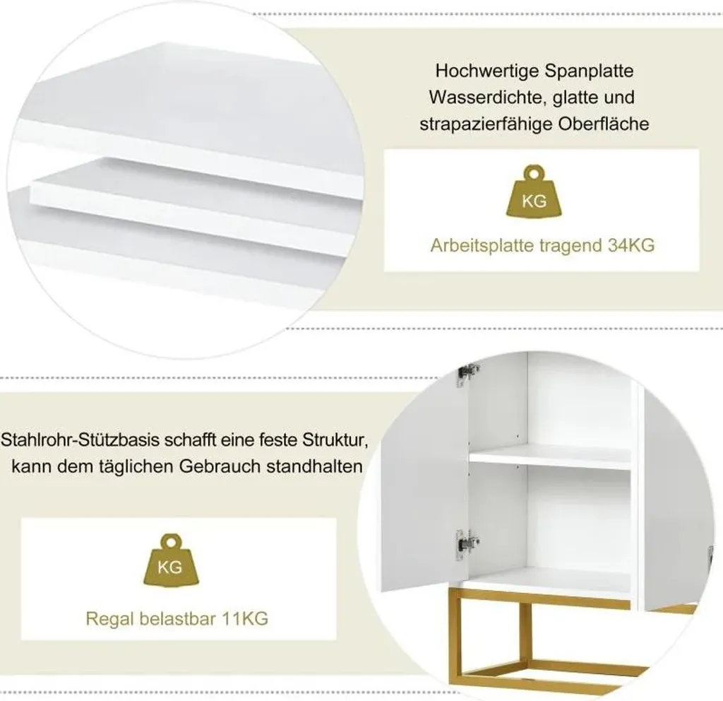 Meuble de salon design blanc à tiroir avec vaste capacité de stockage