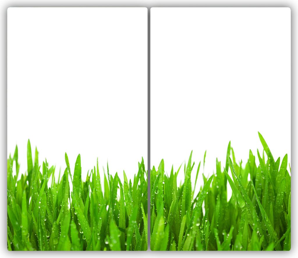 Tulup Glas-Herdabdeckplatte - 2x30x52cm - Glaskeramikkochfeld-Abdeckung Spritzschutz Zweiteilig Gras