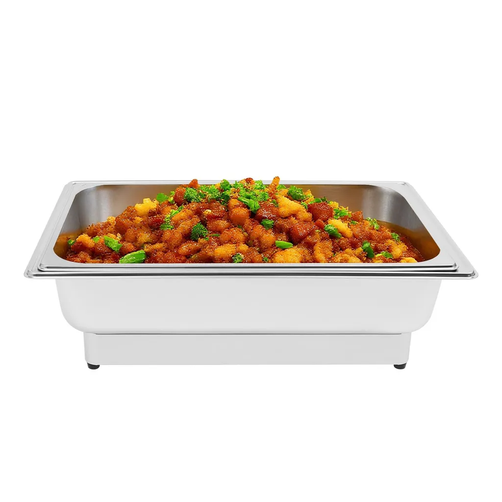 Récipient Alimentaire Chauffant Argenté en Inox pour Buffet de Mariage