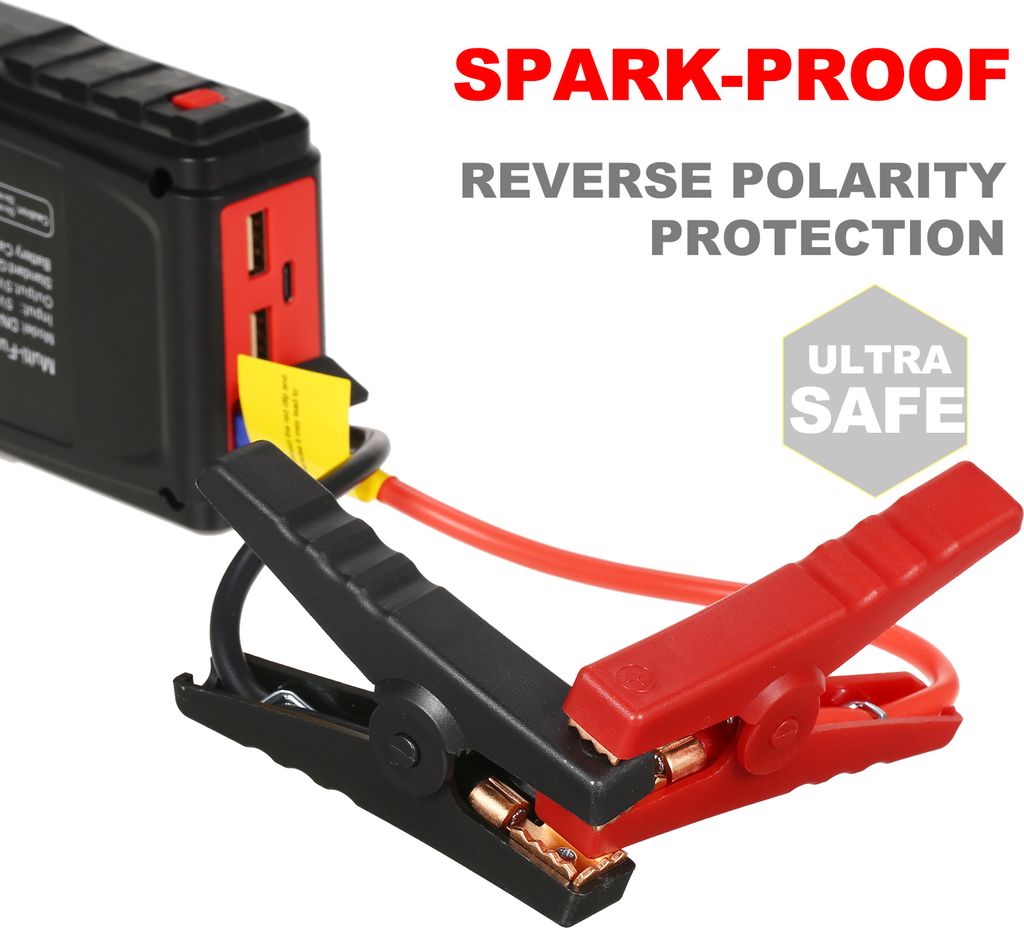 12V 1500A 6000mAh Multifunktions-Autobatterie Jump Starter Power Bank Ladegerät und Überbrückungskabel für bis zu 8.0L Gas & 6.0L Diesel Motor