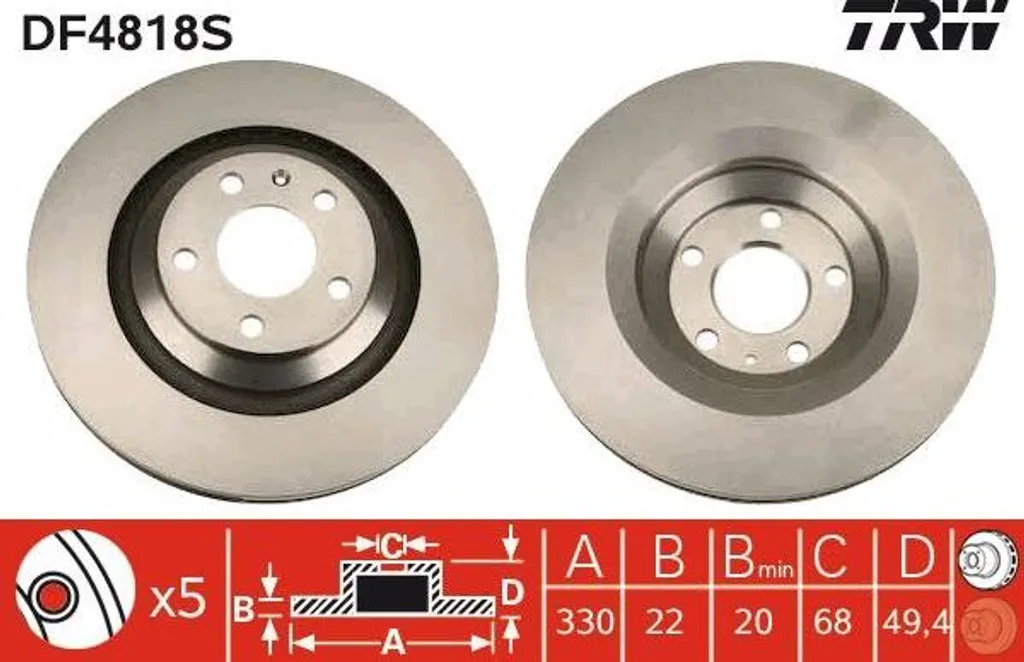 Disque de frein TRW DF4818S Haute Teneur en Carbone Audi A6 4F