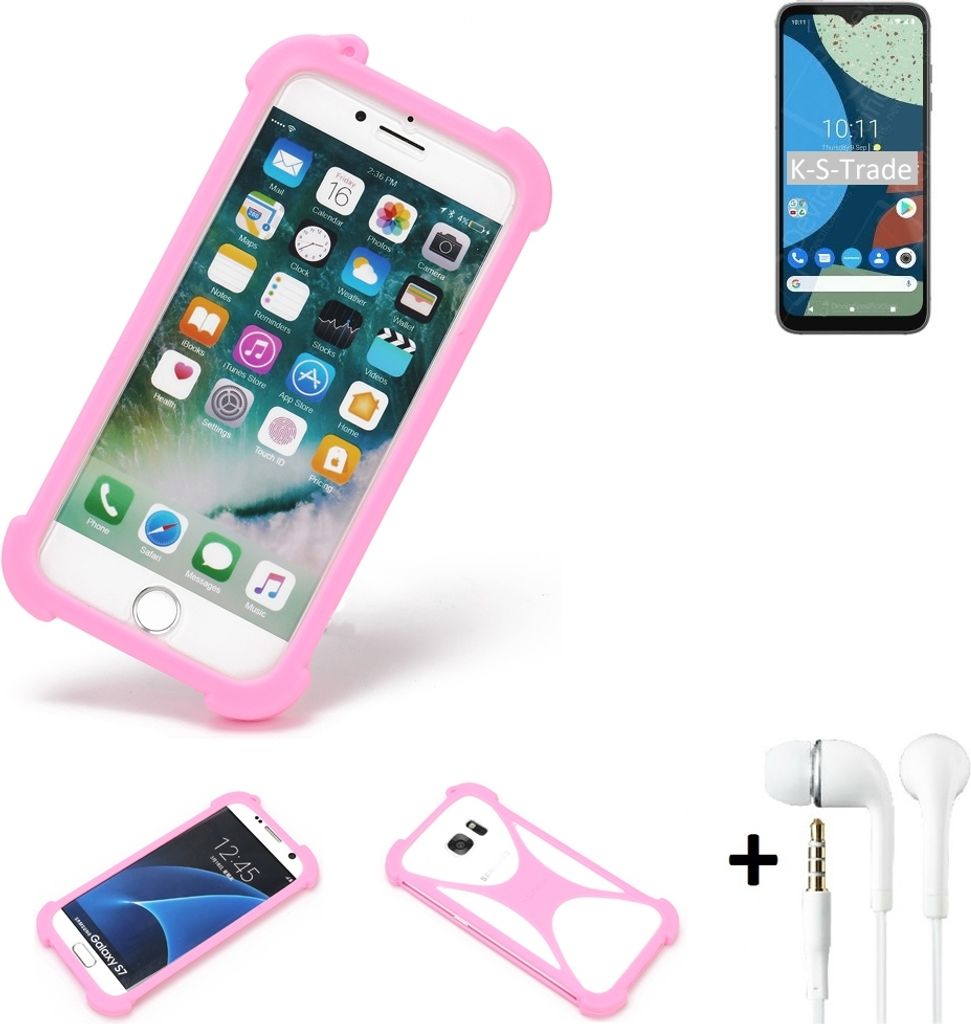 K-S-Trade Bumper + Kopfhörer kompatibel mit Fairphone 4 Handy Hülle Schutzhülle Silikon Schutz Hülle Cover Case Silikoncase Silikonbumper TPU