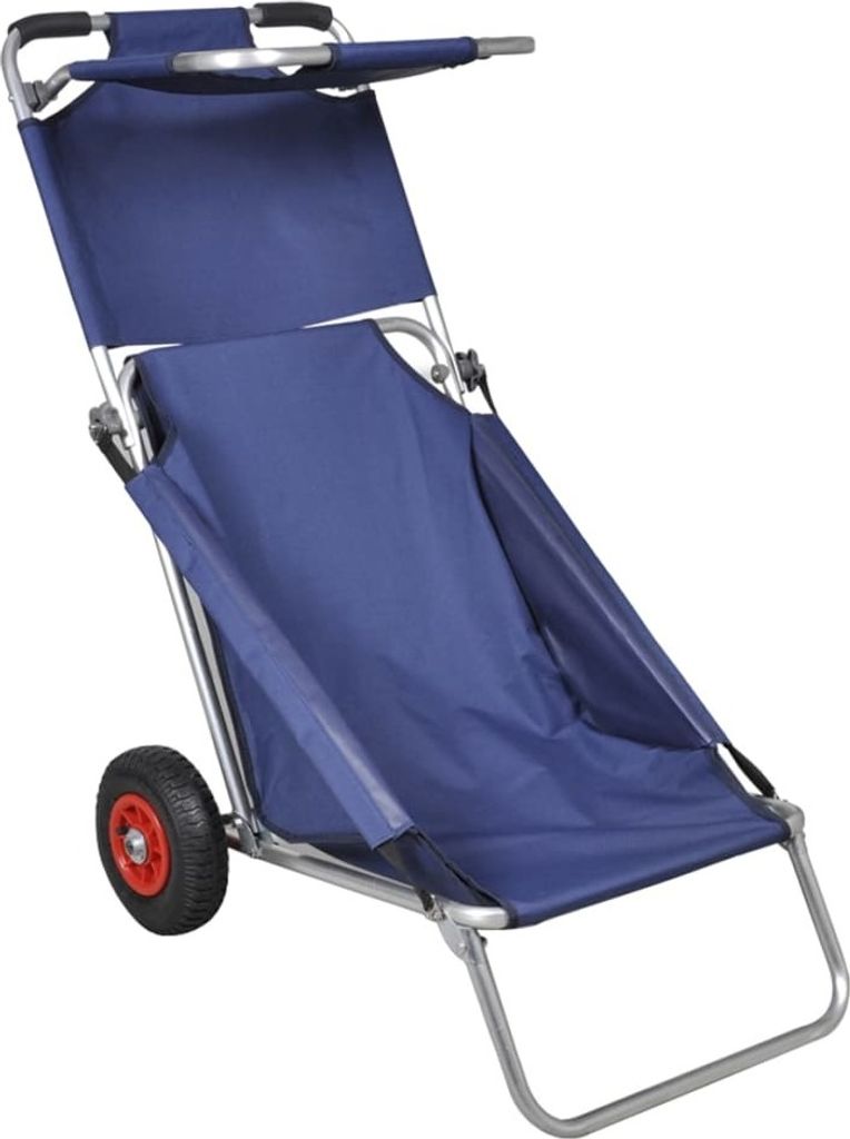Carrello per la Spiaggia con Ruote Portatile Pieghevole Blu Immagine del prodotto 