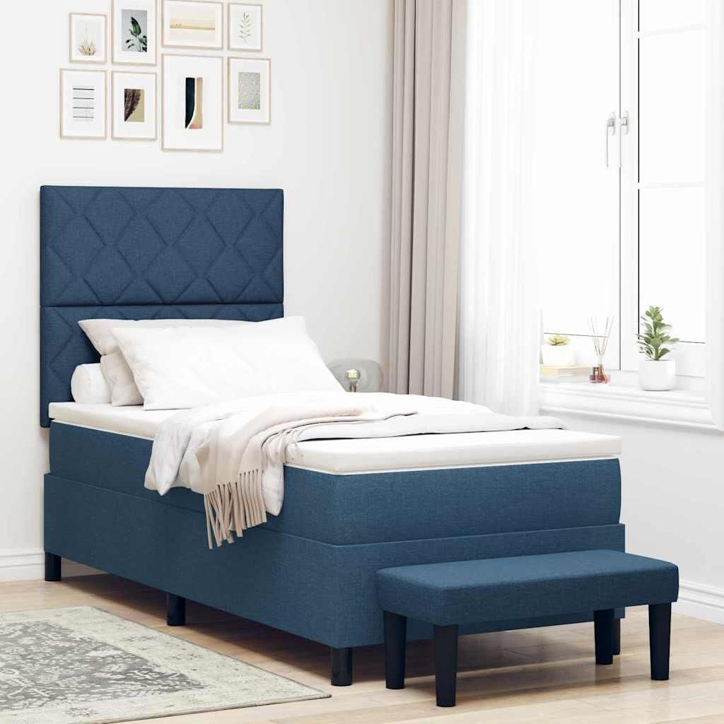Maison Exclusive - Boxspringbett mit Kopfteil Blau 100 x 200 cm Stoff