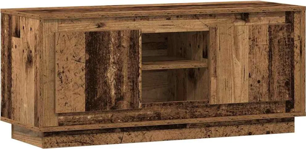 Meuble Télévision Compact 102 cm pour Petit Salon - Style Vieux Bois