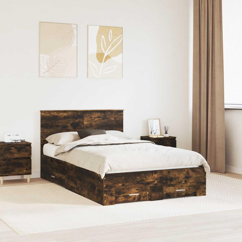 Maison Exclusive - Bettrahmen Geräucherte Eiche 120 x 190 cm Holzwerkstoff