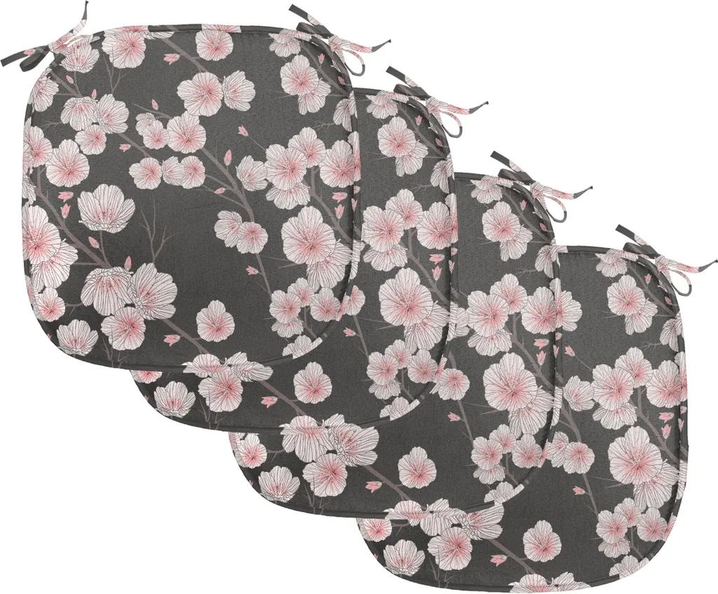 Coussin décoratif avec sangles de fixation pour siège de cuisine x4