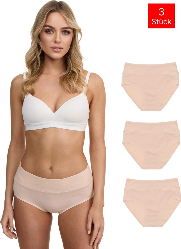 Tazzio Damen Slip 3er-Pack F920 (Beige, M) Produktbild 