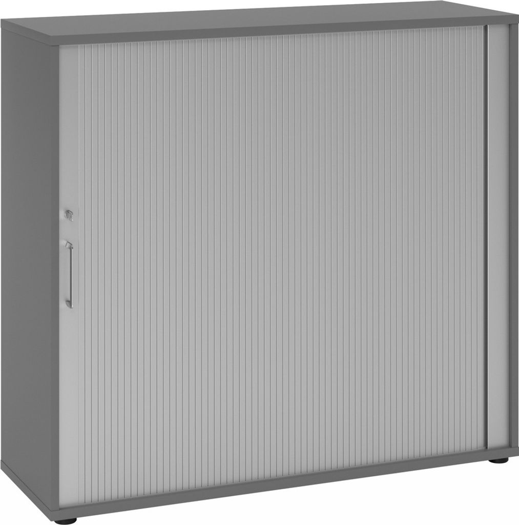 Hammerbacher Rollladenschrank Rolladenschrank Aktenschrank Modell 1733 G/S = Graphit/Silber-BM = Bogengriff Metall
