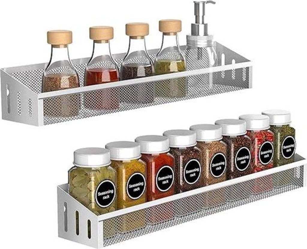 Keramik Gewürzregal zweiteilig, platzsparend, für Wand & stehend, 38,6x6,7x2,4 Zoll