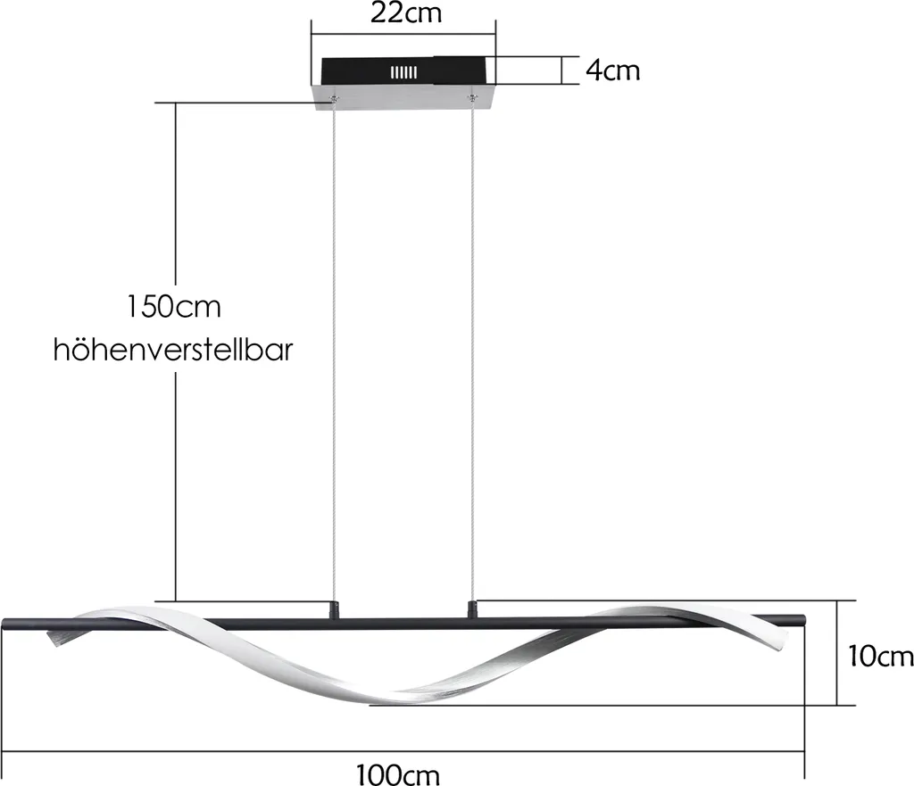 ZMH LED lampada a sospensione tavolo da pranzo lampada a sospensione dimmerabile con telecomando lampada a sospensione 21W 150CM lampada a sospensione a forma di onda regolabile in altezza lampadario - 6