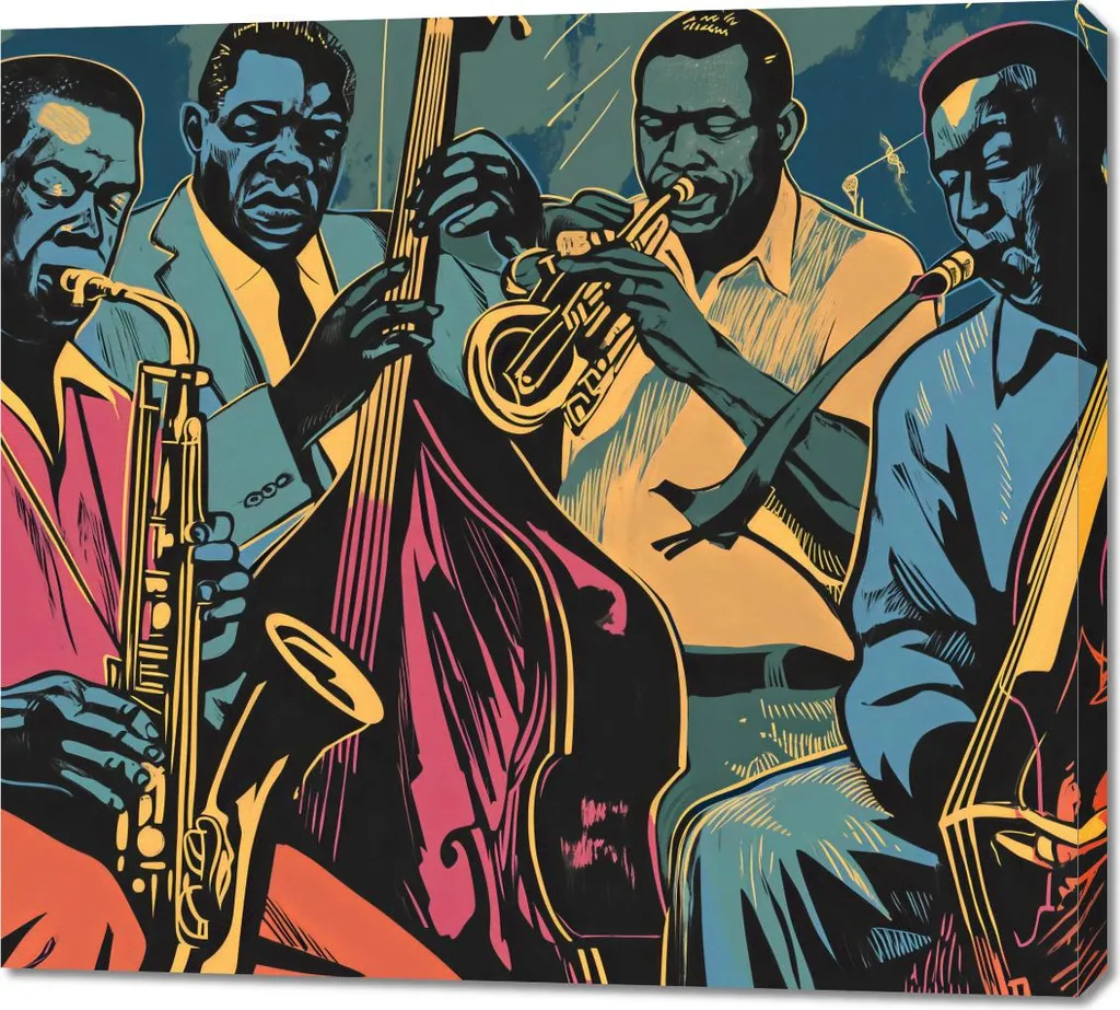 Grand Tableau Jazzmani dans Gaz 100 x 90 cm - Idée Déco Murale Bureau