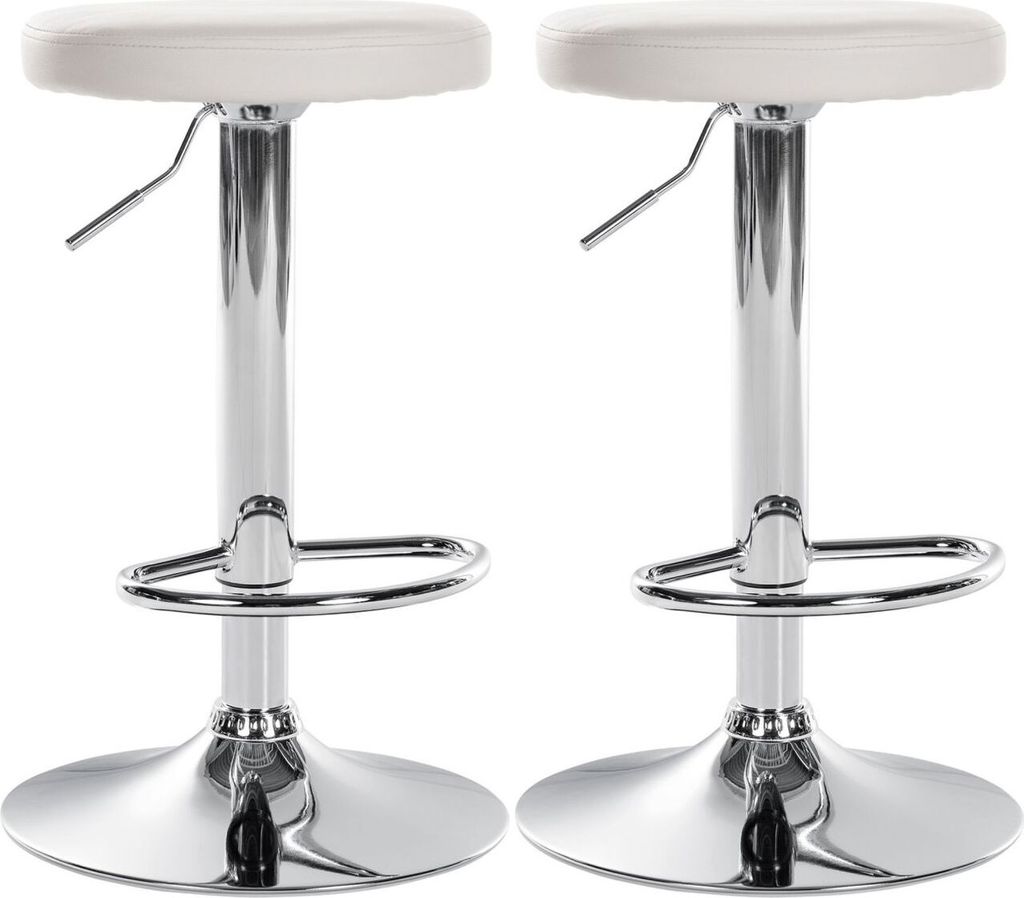 2er Set Barhocker Ponte Kunstleder chrom weiß