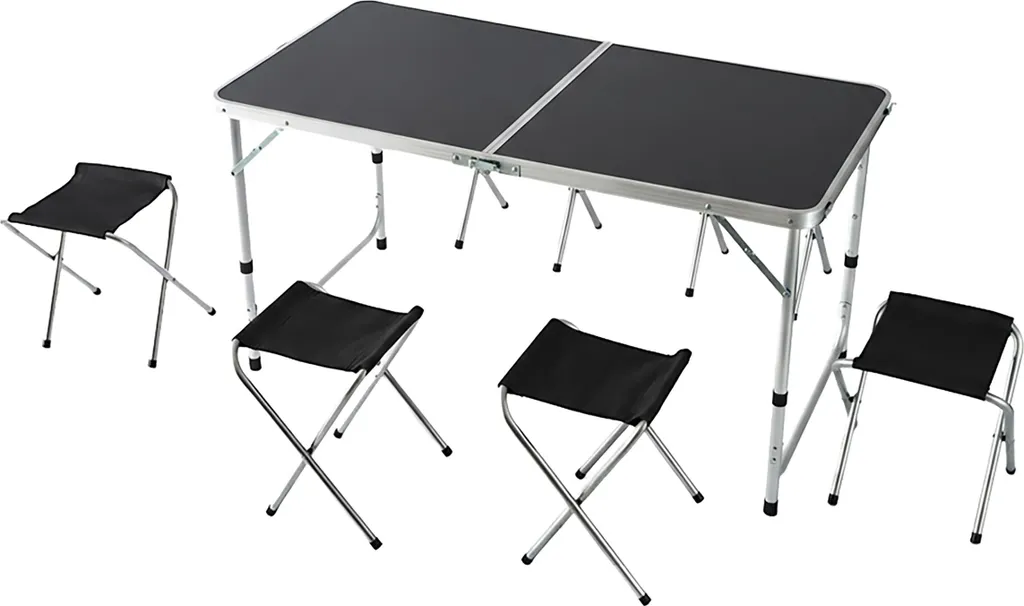 Table de camping Relaxdays avec 4 tabourets pliables - Kit de voyage