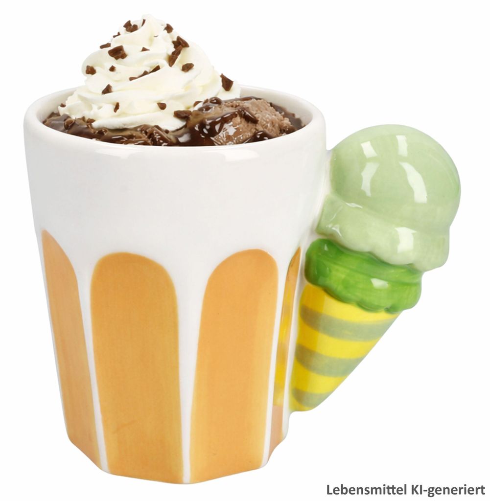 Kaffeebecher Eis orange 250ml Dolomite 3D Henkel Milchshake Eisbecher