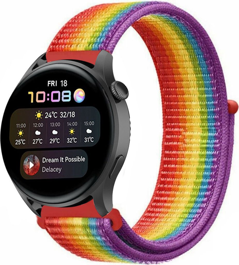 Strap-it Huawei Watch 3 (Pro) Nylonarmband (Regenbogen)