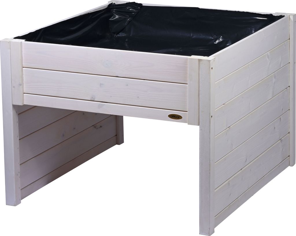 dobar Mährobotergarage mit integriertem Pflanzkasten, Automower-Unterstand, 79 x 73 x 56 cm, Weiß