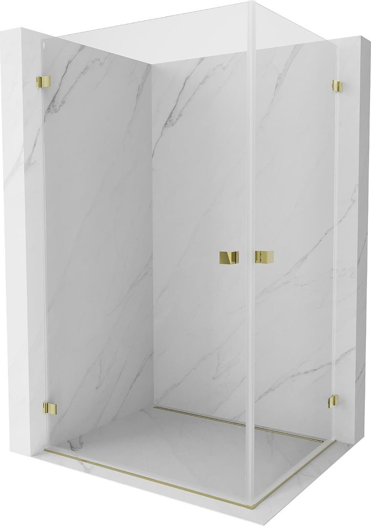 Mexen Lunar-B Duo Duschkabine schwenkbar 100 x 80 cm, transparent, gold - 832-100L-080P-50-00